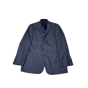 Arnold Brant Mens 40R Blue Grey Plaid Wool Silk Two Button Sport Coat Blazer
